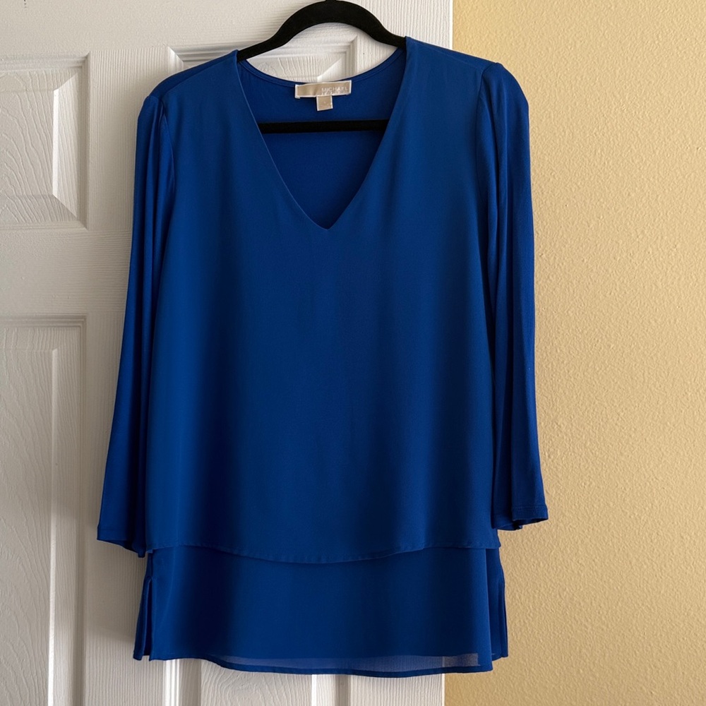 MICHAEL Michael Kors Mixed Woven & Knit Layered Hem Top Size S